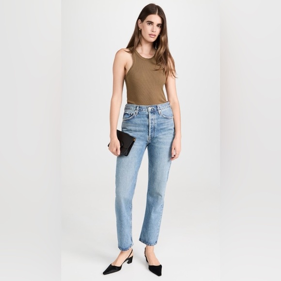 Agolde Bailey Ribbed Tank Top in Mouse Brown - Picture 12 of 12